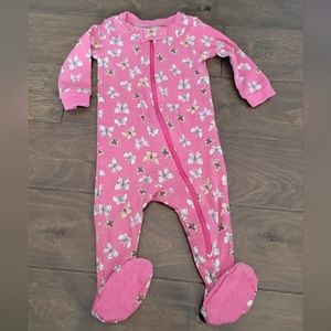 6-12m Janie and Jack Pink Butterfly footed sleep and play baby girl pajamas